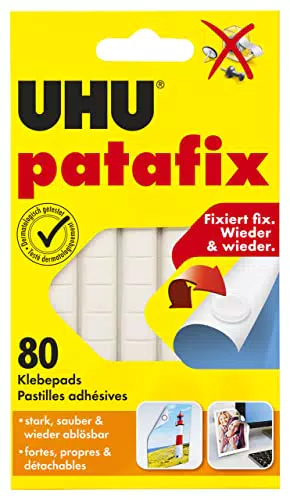 UHU patafix weiß, wieder ablösbare Klebepads, 80 Stück