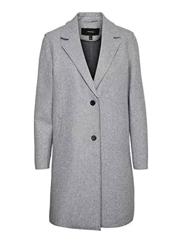 VERO MODA Damen Kurzmantel VMPaula mit Revers-Kragen 10248801 Light Grey Melange L