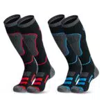 visionreast 2 Paar Skisocken Herren & Damen Merino Wollsocken Atmungsaktive Skistrümpfe Kompressionsstrümpfe Kniehoch für Wintersport