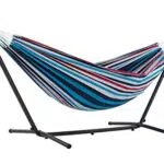 Vivere, Denim Double Cotton Hammock with Space-Saving Steel Stand including carrying bag