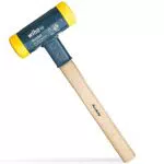 Wiha Schonhammer rückschlagfrei I Hickory-Holzstiel I Rund-Schlagkopf Ø 60 mm I mittelhart I Kunststoffhammer 420 mm I Gummihammer 1710 g