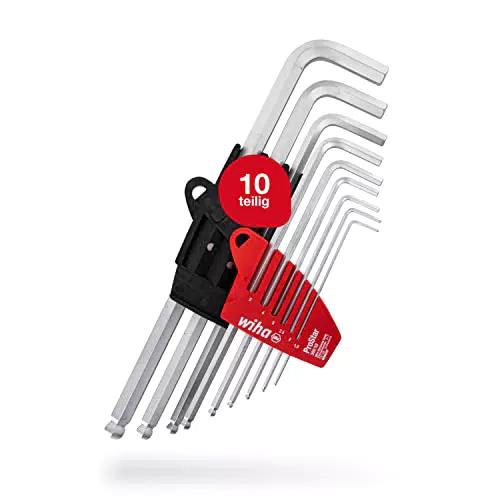 Wiha Stiftschlüssel Set mit ProStar Halter 10tlg. I Innensechskant Satz mit Kugelkopf I Innensechskantschlüssel 1