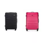 WITTCHEN Stabiler Großer Koffer Trolley Koffer Reisekoffer Schwarz & Großer Koffer Trolley Koffer Reisekoffer aus ABS Hartschalen Trolley 4 Rollen Kombinationsschloss Rosa 56-3A-653-34
