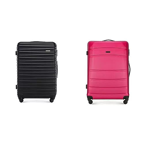 WITTCHEN Stabiler Großer Koffer Trolley Koffer Reisekoffer Schwarz & Großer Koffer Trolley Koffer Reisekoffer aus ABS Hartschalen Trolley 4 Rollen Kombinationsschloss Rosa 56-3A-653-34