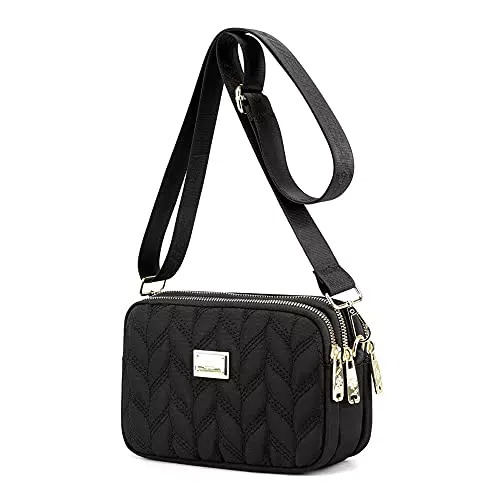 YANAIER Damen Handy Umhängetasche Schultertasche Wasserdicht Nylon kleine Tasche Handytaschen zum Umhängen Frauen Brieftasche Schwarz-1