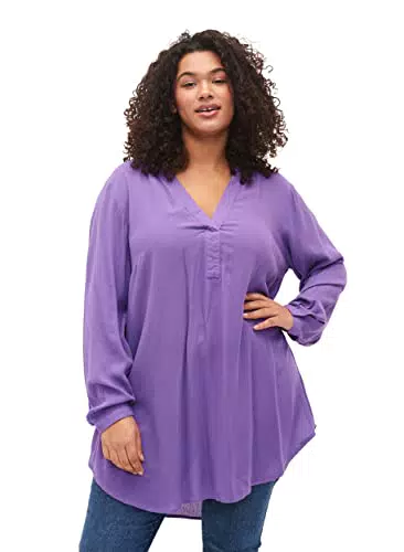 Zizzi Damen Große Größen Tunica Viskose V-Ausschnitt Größe 46-48 Deep Lavender