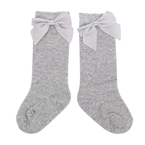 1 Paar Baby Mädchen Kniestrümpfe Hautfreundlich Weich Stilvoll Schöne Lange Socken Mit Schleife Für Neugeborene Kleinkinder Mädchen