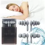 2 Paar Ohrstöpsel zum Schlafen, 40dB zur Lärm-Reduktion Silikon Wasserdicht Ohranpassung Dreischichtige Schalldicht Ohrstöpsel mit Tragbar Box für Schlafen
