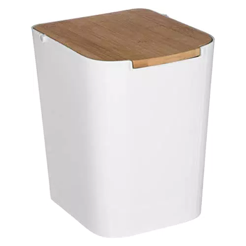 5 five simply smart Mülleimer mit bambusdeckel 5l naturéo weiß - Bin mit Deckel