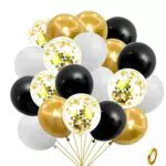 50 Stück Luftballons Schwarz Gold, Happy Birthday Ballon