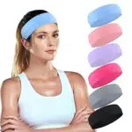 6 Stück Sport Stirnbänder Damen Stirnband Dünn rutschfeste Schweißbänder Elastische Schweißabsorbierende Haarband Breit Haarbänder für Yoga Golf Fitnessstudio Camping Laufen Tennis Damen