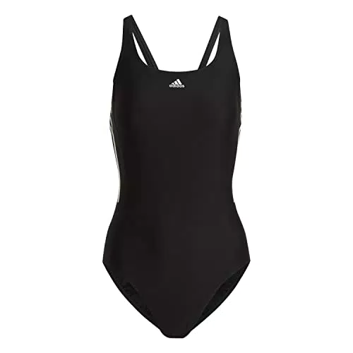 adidas Damen Mid 3-Stripes Badeanzügo, Black/White