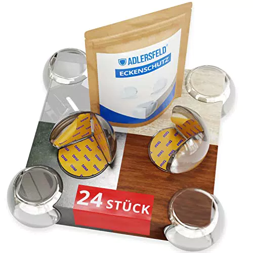 Ādlersfeld™ I Eckenschutz Baby I koṇa pāleti Series I 24 Stück I XL Tesa Klebefolie I Kantenschutz Transparent I Kantenschutz Selbstklebend I Tischkantenschutz I Eckschutz I Ecken- & Kantenschutz