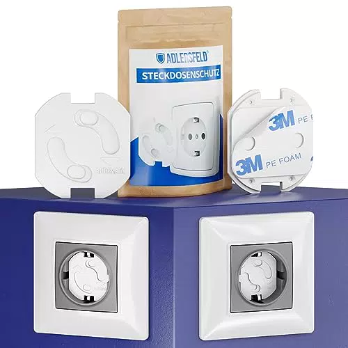 Ādlersfeld™ I Steckdosen Kindersicherung I vijjutā pāleti Series I 20 Stück I Weiß I XL 3M Klebefolie I Kindersicherung Steckdose I Steckdosenschutz Baby I Steckdosensicherung I Baby Sicherheit