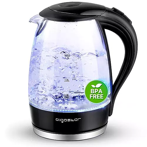 Aigostar Adam - Wasserkocher Glas 1, 7 Liter, 2200 Watt