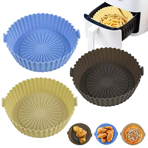 Air Fryer Korb Silikon Heißluftfritteuse Zubehör Ersatz für Backpapier Wiederverwendbar 3 Psc