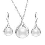 Aleasha perlenkette Ohrringe Set Damen Single weiße Perlen Halskette silber Braut Hochzeit Schmuck Geschenk
