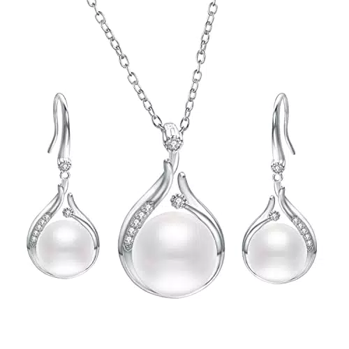 Aleasha perlenkette Ohrringe Set Damen Single weiße Perlen Halskette silber Braut Hochzeit Schmuck Geschenk