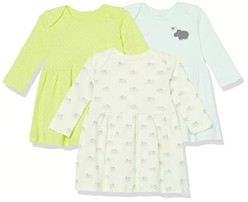 Amazon Essentials Baby Mädchen Langarm-Kleid, 3er-Pack