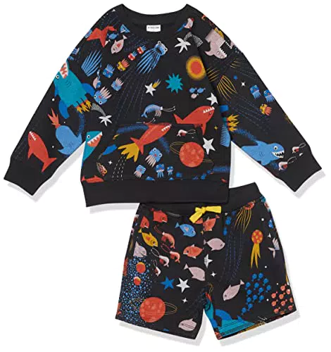 Amazon Essentials Jungen Set mit Shirt mit Langen Ärmeln und Shorts aus French Terry