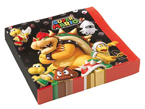 Amscan 9901538 - Servietten Super Mario, 20 Stück, 33 x 33 cm