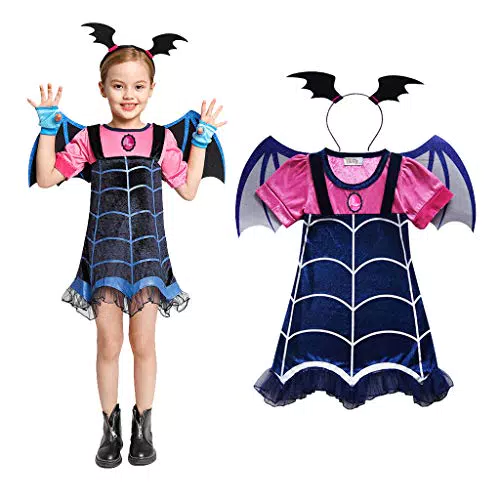 Amycute Fledermaus Kostüm mit Flügeln, Halloween Vampir für Mädchen Kinder