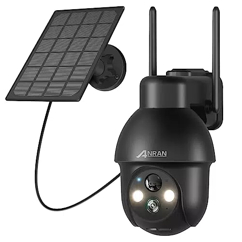 ANRAN 2K HD Überwachungskamera Aussen Akku Solar, Kabellose Überwachungskamera WLAN mit Spotlight