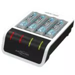 ANSMANN Akku-Ladegerät inkl. 4x AA Akkus 2100 mAh - Automatik Batterieladegerät mit Perfect-7-Ladetechnologie