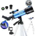 Aomekie Teleskop Astronomie 70/400 Fernrohr Teleskop für Kinder Einsteiger Amateur-Astronomen mit Aluminium Stativ Smartphone Adapter und Mondfilter