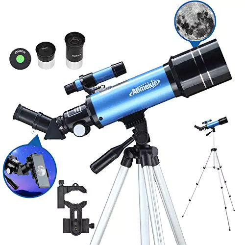 Aomekie Teleskop Astronomie 70/400 Fernrohr Teleskop für Kinder Einsteiger Amateur-Astronomen mit Aluminium Stativ Smartphone Adapter und Mondfilter