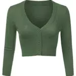 Aottori Bolero Damen Festlich Kurz Strickjacke Elegant Langarm Open Front Cropped Cardigan Schulterjacke Bolerojacke Strick Jäckchen für Mädchen Kleider Hellgrün XL