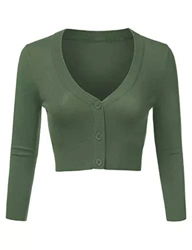 Aottori Bolero Damen Festlich Kurz Strickjacke Elegant Langarm Open Front Cropped Cardigan Schulterjacke Bolerojacke Strick Jäckchen für Mädchen Kleider Hellgrün XL