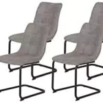 Apollo 4er Set Esszimmerstuhl Schwingstuhl Jenny, Microfaser Vintage-Optik Grau