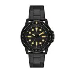 Armani Exchange Herrenuhr, Dreizeigeruhrwerk, 44 mm Schwarzes Edelstahlgehäuse mit Edelstahlarmband