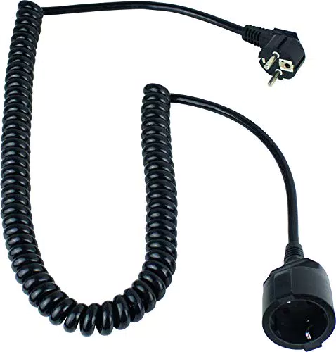 as - Schwabe 70425 Schutzkontakt-Spiralkabel, Schwarz