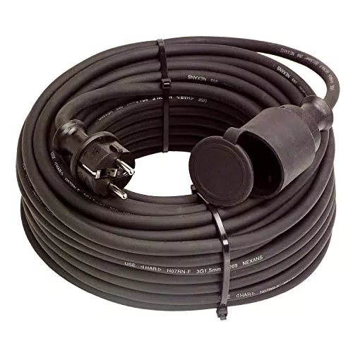 as - Schwabe Gummi-Verlängerungsleitung 20 m Kabel mit Schutzkontaktstecker