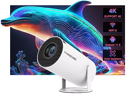 Automatische Trapezkorrektur Mini Tragbarer Beamer, 4K/ 200 ANSI Smart Projektor mit WiFi6