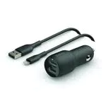 Belkin USB-Kfz-Ladegerät mit 2 Ports, 24 W, Lightning-Kabel iPhone 14/14 Plus