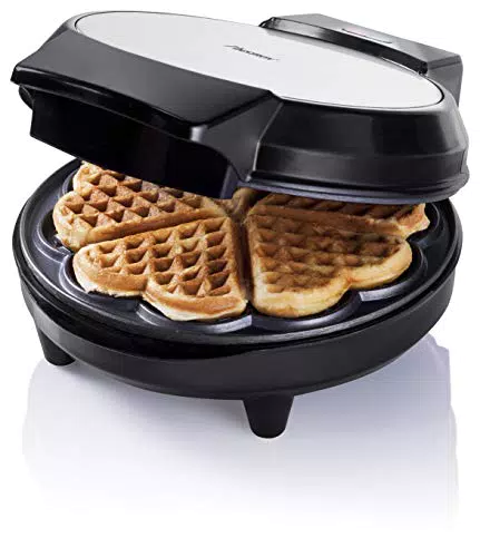 Bestron Waffeleisen für klassische Herzwaffeln, Waffelmaker mit Backampel & Antihaftbeschichtung