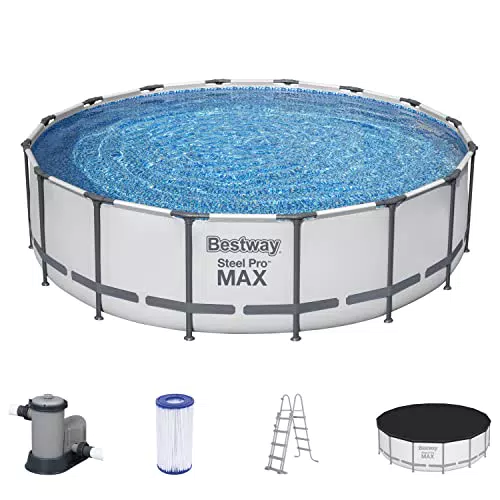 Bestway Steel Pro MAX Frame Pool Komplett-Set mit Filterpumpe Ø 488 x 122 cm