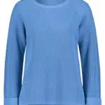 Betty Barclay Damen Grobstrick-Pullover mit Seitenschlitzen Meer blau