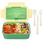 BIBURY Lunchbox, Auslaufsichere Lunchbox, Bento Box mit 3 Fächern und Besteck