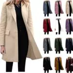 Blazer Damen Elegant Langarm Übergangsjacke Single Breasted Herbstjacke Lang Open Front Cardigan Einfarbig Anzugjacke All-Match Blazerjacke Business Büro Jacke Herbst Outwear Arbeitsjacke S-5XL