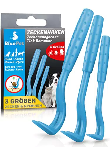 BluePet 3 Größen Set Zeckenhebel - Zuverlässiger Zeckenentferner Für Hunde