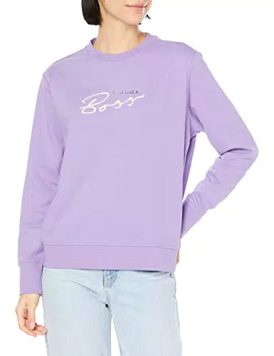BOSS Damen C Elaboss Regular-Fit Sweatshirt aus Baumwoll-Terry mit Logo-Artwork Lila S