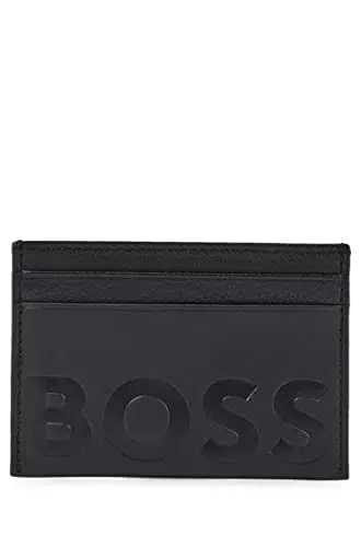 BOSS Herren Big BB S Card Kartenetui aus genarbtem Leder mit Logo-Prägung Schwarz Stck