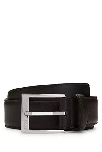 BOSS Herren Ellotyo Sz35 Gürtel aus italienischem Leder mit Logo-Schließe Dunkelbraun 105