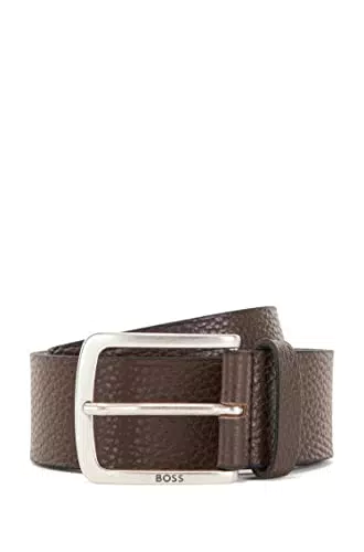 BOSS Herren Jor-Gr Sz40 Gürtel aus genarbtem italienischem Leder mit Logo-Schließe Dunkelbraun 110