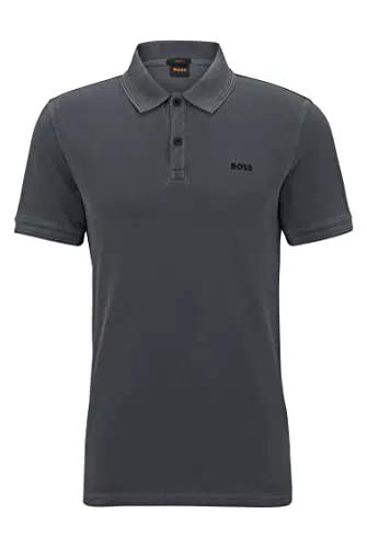 BOSS Herren Prime Slim-Fit Poloshirt aus Baumwoll-Piqué Dunkelgrau XL