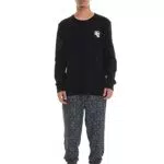 BOSS Herren Relax Long Set Schlafanzug mit Logoprint Black